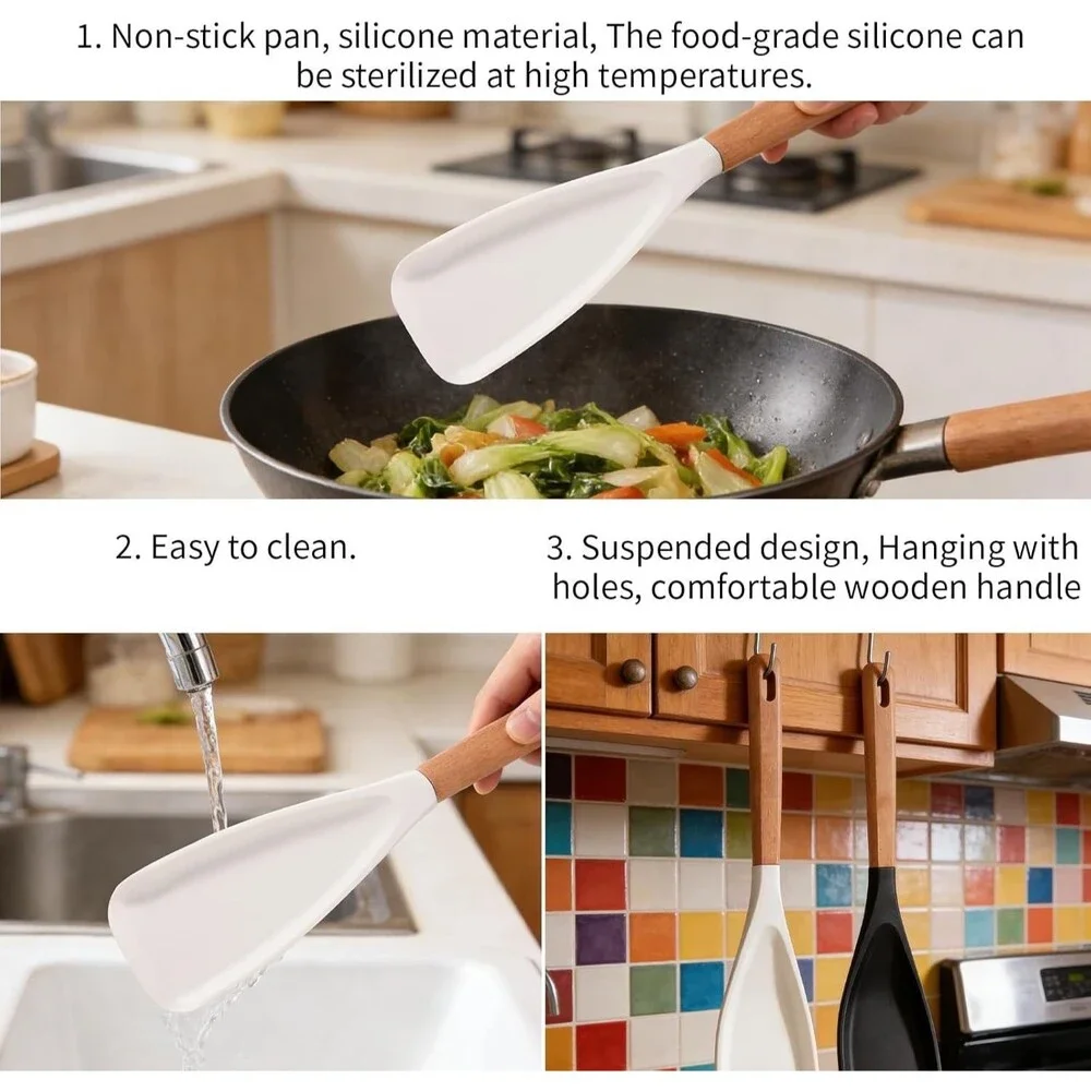 Cedar and Ash Spoonula Multifunction Spatula Cooking Black+White+ 5pc scrubbies